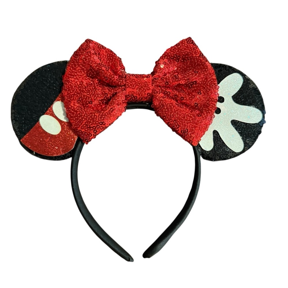 Disneyland Official Mickey Mouse Sequined Bow‎ Ears Classic EUC